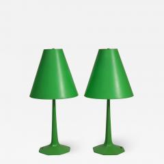 Pair of fun 1970s green lamps - 1446477