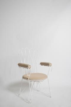 Pair of garden white wrought iron chairs 1960s  - 4684446