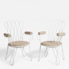 Pair of garden white wrought iron chairs 1960s  - 4689437