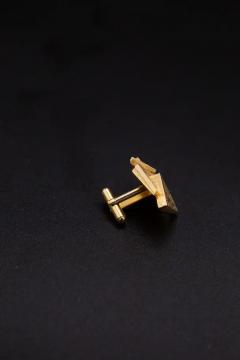 Pair of gilded metal cufflinks Vintage Italian brutalist - 3699057