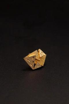 Pair of gilded metal cufflinks Vintage Italian brutalist - 3699123