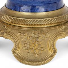 Pair of gilt bronze and Chinese blue and white porcelain vases - 1255962