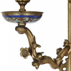 Pair of gilt bronze and enamel sconces in the Japonisme style - 2093583