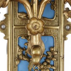 Pair of gilt bronze and enamel sconces in the Japonisme style - 2093586