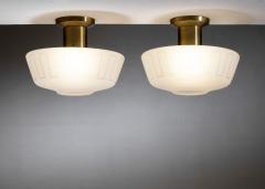 Pair of glass and brass ceiling lamps - 4500132