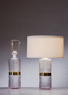 Pair of glass and brass table lamps - 4400184