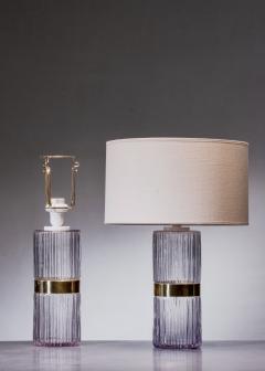 Pair of glass and brass table lamps - 4400185