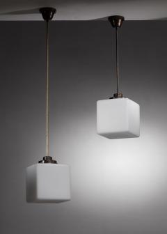 Pair of glass cube pendants - 4098720