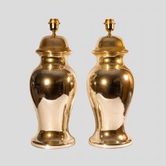 Pair of gold mirrored Chinese classic shape table lamps - 3927115