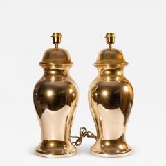 Pair of gold mirrored Chinese classic shape table lamps - 3930824