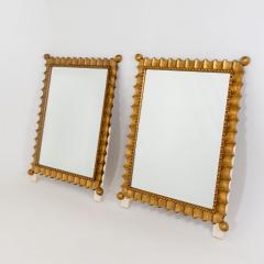 Pair of gold patinated Scalloped Wall Mirrors Mid 20th Century - 3594333