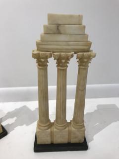 Pair of grand tour models carved alabaster Roman Columns - 1181287