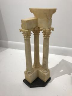 Pair of grand tour models carved alabaster Roman Columns - 1181288