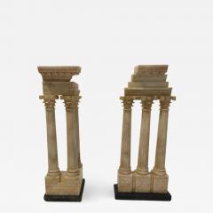 Pair of grand tour models carved alabaster Roman Columns - 1181516