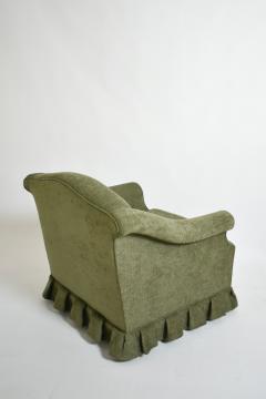 Pair of green fabric fringe armchairs 1940s  - 4695720