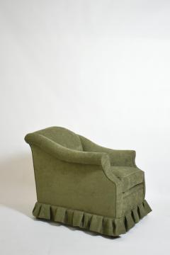 Pair of green fabric fringe armchairs 1940s  - 4695721