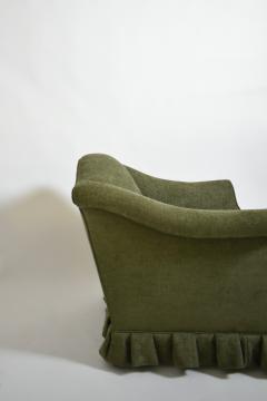 Pair of green fabric fringe armchairs 1940s  - 4695722