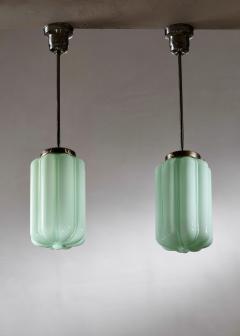 Pair of green glass pendants - 4559739