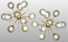 Pair of half sputnik wall lights with globes made by Seguso - 1842697
