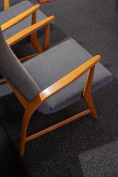 Pair of handcrafted Italian armchairs of the 1950s in beech and grey alpaca - 3468354