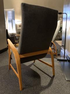 Pair of handcrafted Italian armchairs of the 1950s in beech and grey alpaca - 3468356