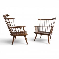 Pair of handmade Windsor lounge chairs England circa 1960 - 4750221