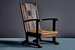Pair of high Back Armchairs with carved Details and Rush Seats - 4760953