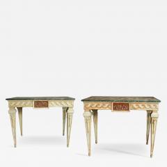 Pair of highly decorative Italian console tables with marble tops - 4790122