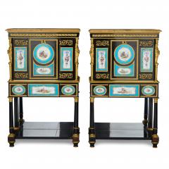 Pair of impressive marble porcelain and ormolu mounted Victorian secretaires - 3892564