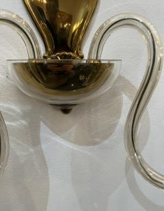 Pair of iridescent Murano glass and brass wall sconces - 2924899