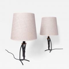 Pair of iron and copper lamps 1940s  - 4547732