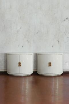 Pair of ivory lacquered half moon sideboards with brass details 1930s  - 3707588