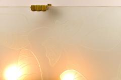 Pair of large Art Deco etched glass lights - 1305895