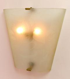 Pair of large Art Deco etched glass lights - 1305897