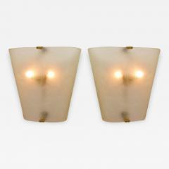 Pair of large Art Deco etched glass lights - 1309130