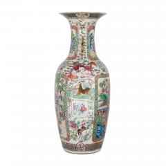 Pair of large Canton style famille rose Chinese porcelain vases - 2782405