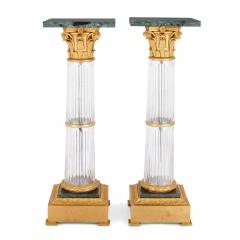 Pair of large French Neoclassical ormolu glass and marble pedestals - 3062719