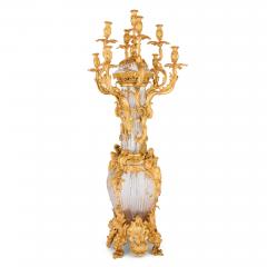 Pair of large French Rococo style glass and gilt bronze candelabra - 4175819