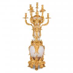 Pair of large French Rococo style glass and gilt bronze candelabra - 4175820