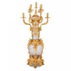 Pair of large French Rococo style glass and gilt bronze candelabra - 4175822