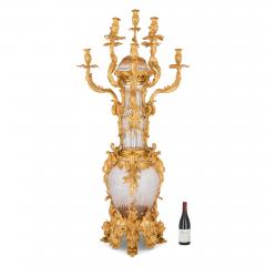 Pair of large French Rococo style glass and gilt bronze candelabra - 4175829