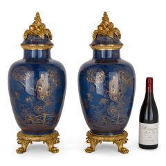 Pair of large French and Chinese ormolu mounted gilt porcelain vases - 2751023