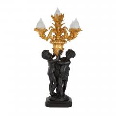 Pair of large Louis XVI style gilt and patinated bronze cherub candelabra - 3204539