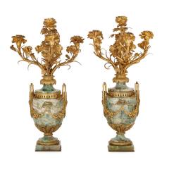 Pair of large Louis XVI style gilt bronze mounted fluorspar candelabra - 2891791