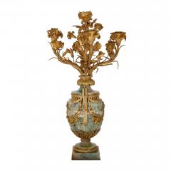 Pair of large Louis XVI style gilt bronze mounted fluorspar candelabra - 2891792