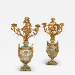 Pair of large Louis XVI style gilt bronze mounted fluorspar candelabra - 2896171