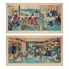 Pair of large Meiji Era Japanese woodblock prints - 2825248