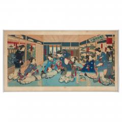 Pair of large Meiji Era Japanese woodblock prints - 2825262