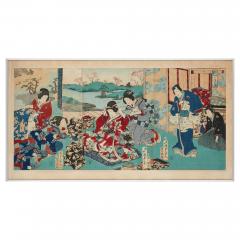 Pair of large Meiji Era Japanese woodblock prints - 2825263