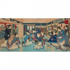 Pair of large Meiji Era Japanese woodblock prints - 2825265